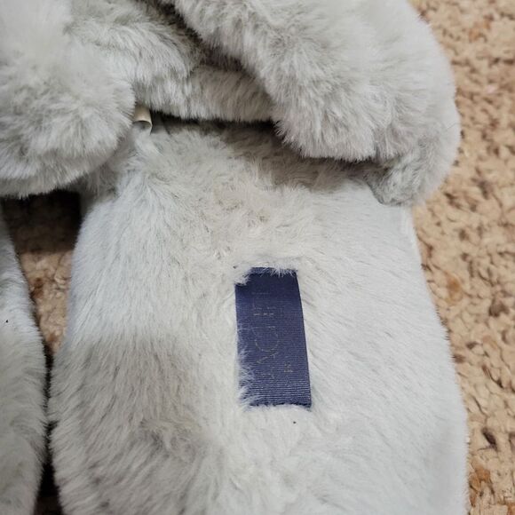 RACHEL Rachel Roy Ruby Plush Gray Slingback Furry Slipper Size L 9-10 - Picture 4 of 7